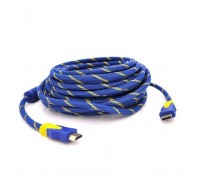 Кабель мультимедійний HDMI M to HDMI M 15.0m V1.4 blue-gold Merlion (YT-HDMI(M)/(M)NY/BL-15m)