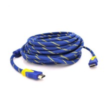 Кабель мультимедійний HDMI M to HDMI M 15.0m V1.4 blue-gold Merlion (YT-HDMI(M)/(M)NY/BL-15m)