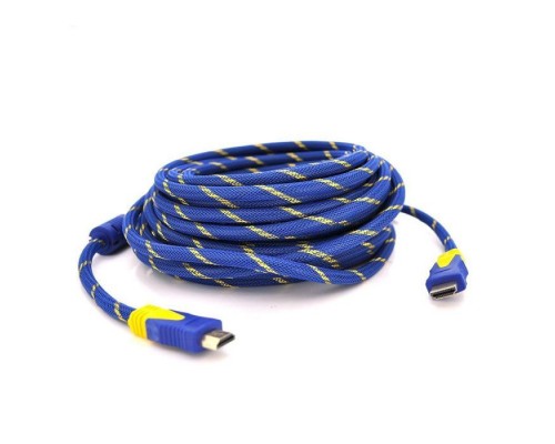 Кабель мультимедійний HDMI M to HDMI M 15.0m V1.4 blue-gold Merlion (YT-HDMI(M)/(M)NY/BL-15m)