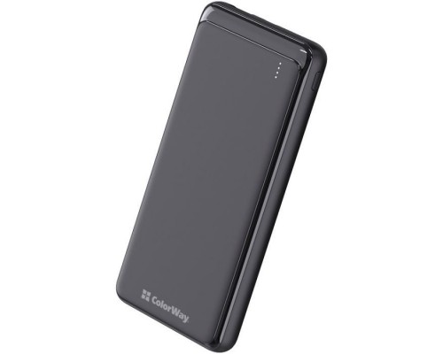 Батарея універсальна ColorWay 10 000 mAh Slim (USB QC3.0 + USB-C Power Delivery 18W) Black (CW-PB100LPG3BK-PD)