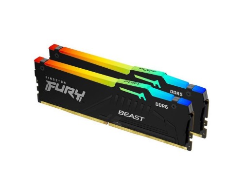 Модуль пам'яті для комп'ютера DDR5 32GB (2x16GB) 5600 MHz Beast RGB AM5 Black Kingston Fury (ex.HyperX) (KF556C36BBEAK2-32)