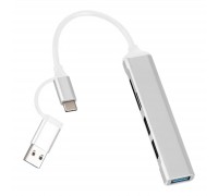 Концентратор Dynamode 5-in-1 USB Type-C/Type-A to 1хUSB3.0, 2xUSB 2.0, card-reader SD/MicroSD (DM-UH-518)