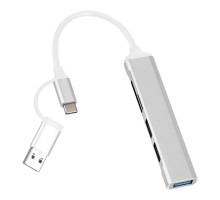 Концентратор Dynamode 5-in-1 USB Type-C/Type-A to 1хUSB3.0, 2xUSB 2.0, card-reader SD/MicroSD (DM-UH-518)