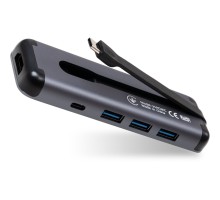 Концентратор Vinga USB-C 3.1 to HDMI+3xUSB3.0+PD100W+USB-C foldable cable (VHYC6FC)