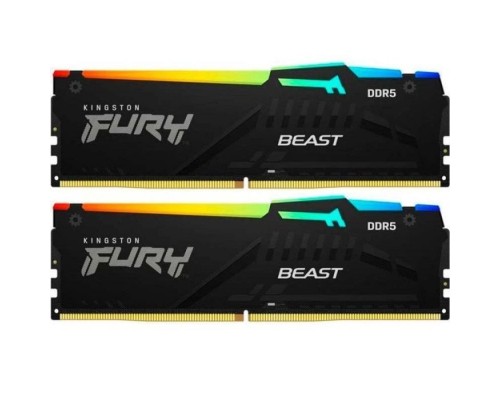 Модуль пам'яті для комп'ютера DDR5 16GB (2x8GB) 5600 MHz FURY Beast RGB Kingston Fury (ex.HyperX) (KF556C36BBEAK2-16)
