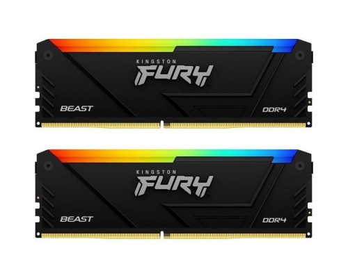 Модуль пам'яті для комп'ютера DDR4 32GB (2x16GB) 3600 MHz FURY Beast RGB Kingston Fury (ex.HyperX) (KF436C18BB2AK2/32)