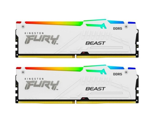 Модуль пам'яті для комп'ютера DDR5 32GB (2x16GB) 5600 MHz FURY Beast White RGB Kingston Fury (ex.HyperX) (KF556C36BWEAK2-32)