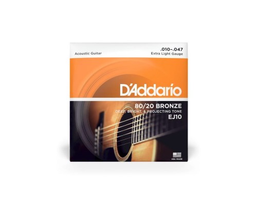 Струни для гітари D'Addario Bronze 80/20 Extra Light (10-47) (EJ10)