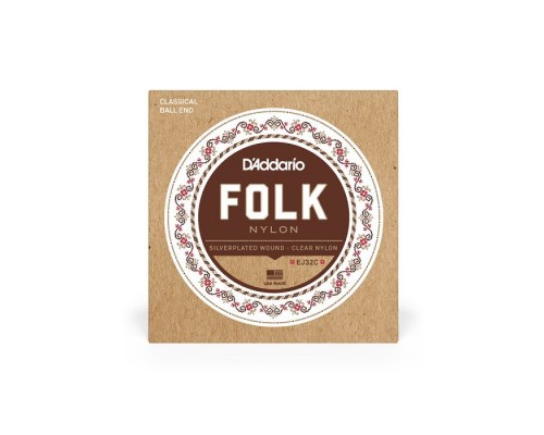 Струни для гітари D'Addario Folk Nylon Ball End Silver Wound / Clear Treble (EJ32C)