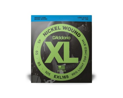 Струни для гітари D'Addario XL Nickel Wound Bass Reg Light Top / Med Bottom (45-105) (EXL165)
