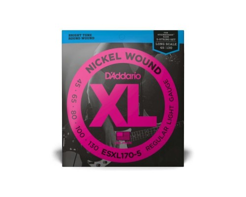 Струни для гітари D'Addario XL Nickel Wound Bass Regular Light 5-String (45-130) (EXL170-5)