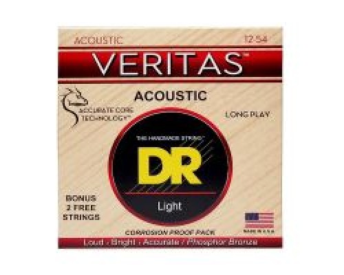 Струни для гітари DR Strings VERITAS Coated Core Acoustic Guitar Strings - Light (12-54) (VTA-12)