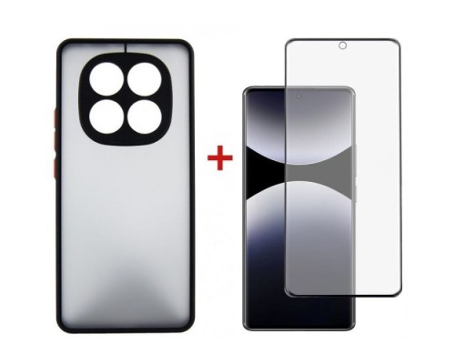 Чохол до мобільного телефона Dengos Kit Xiaomi Redmi Note 14 Pro case Matte + glass (Black) (DG-KM-128)