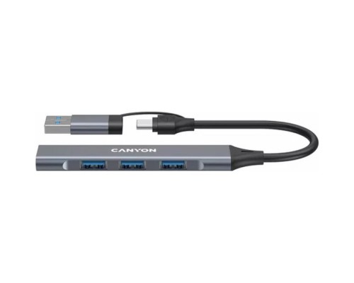 Концентратор Canyon hub DS-02 4in1 USB-A/C Grey (CNS-TDS02G)