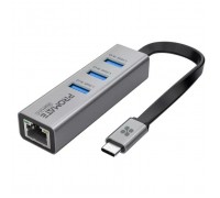 Концентратор Promate USB Hub 4 ports gigahub-c.grey (gigahub-c.grey)
