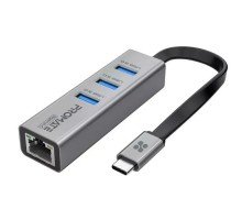 Концентратор Promate USB Hub 4 ports gigahub-c.grey (gigahub-c.grey)