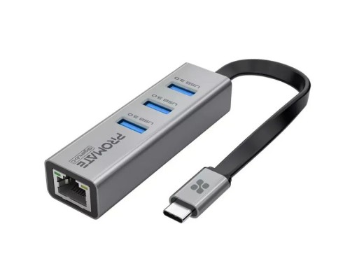 Концентратор Promate USB Hub 4 ports gigahub-c.grey (gigahub-c.grey)
