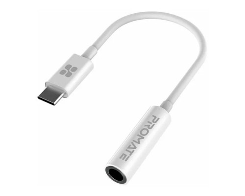 Кабель мультимедійний USB-C to AUX 3.5mm-3.5mm auxlink-c.white Promate (auxlink-c.white)