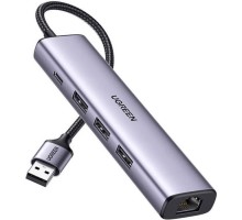 Концентратор Ugreen USB 3.0 to 3хUSB 3.0/Type-C+RJ45(1000M) Ethernet 5in1 CM475 (60554)