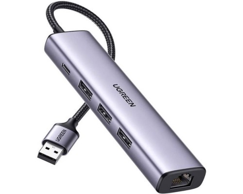 Концентратор Ugreen USB 3.0 to 3хUSB 3.0/Type-C+RJ45(1000M) Ethernet 5in1 CM475 (60554)