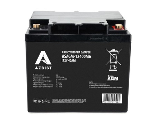 Батарея до ДБЖ AZBIST 12V 40 Ah Super AGM (ASAGM-12400M6)