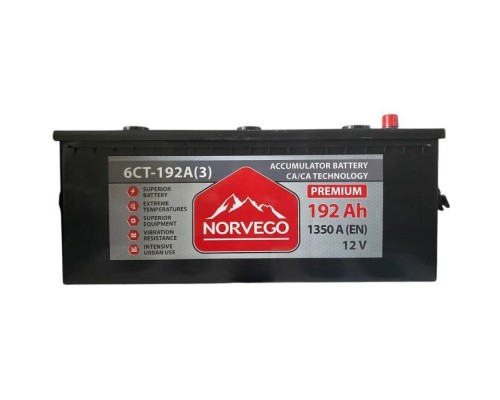 Акумулятор автомобільний NORVEGO ВЕСТА Premium 192A +лів (3) (1350 пуск)