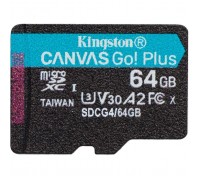Карта пам'яті Kingston 64GB microSDXC сlass 10 UHS-I U3 V30 A2 Canvas Go Plus G4 (SDCG4/64GBSP)