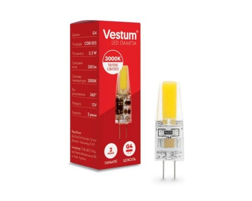 Лампочка Vestum LED COB G4 3,5W 3000K 12V (1-VS-8103)