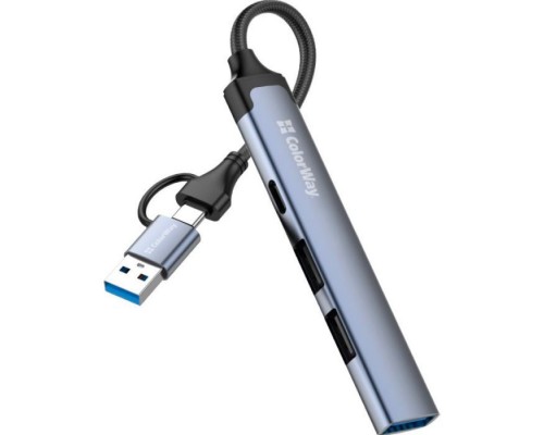 Концентратор ColorWay USB-A/USB-C 4-in-1 USB2.0х2/USB3.0/USB-C2.0 (CW-HUB06)
