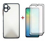 Чохол до мобільного телефона Dengos Kit Samsung Galaxy A06 Matte + 2 pcs glass (Black) (DG-CTG2P-02)