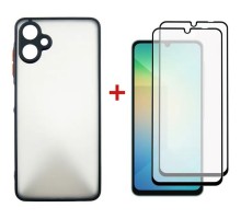 Чохол до мобільного телефона Dengos Kit Samsung Galaxy A06 Matte + 2 pcs glass (Black) (DG-CTG2P-02)
