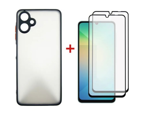 Чохол до мобільного телефона Dengos Kit Samsung Galaxy A06 Matte + 2 pcs glass (Black) (DG-CTG2P-02)
