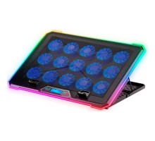 Підставка до ноутбука IceCoorel 10-19", 15*60mm 2550 RPM, 2*USB, + LCD, 415x296x28mm, RGB (K15D)