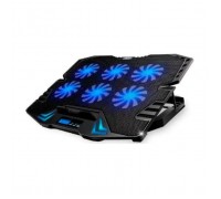 Підставка до ноутбука IceCoorel 10-17", 6*70mm 1800 RPM, 2*USB, + LCD, 365*297*30mm, Black (K8)