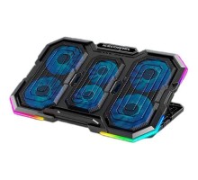 Підставка до ноутбука IceCoorel 14-18", 4*95mm 1200 RPM + 2*70mm 2500 RPM, 2*USB, 400x260x30mm, RGB (N6)