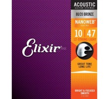 Струни для гітари Elixir 11152 Nanoweb 80/20 Bronze Acoustic 12-String Extra Light (10-47) (240666)