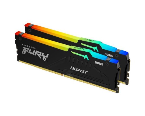 Модуль пам'яті для комп'ютера DDR5 64GB (2x32GB) 5600 MHz Beast RGB EXPO Black Kingston Fury (ex.HyperX) (KF556C36BBE2AK2-64)