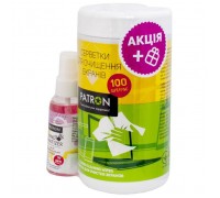 Універсальний чистячий набір Patron Screen wipes 100pcs F3-027 + Hand sanitizer 50ml (CS-PN-F3-050)