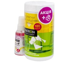 Універсальний чистячий набір Patron Screen wipes 100pcs F3-027 + Hand sanitizer 50ml (CS-PN-F3-050)