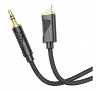 Кабель мультимедійний Lightning to 3.5mm M 1.0m silicone black HOCO (6942007625494)