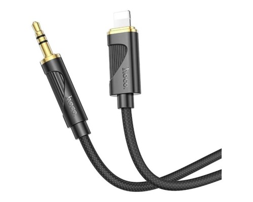 Кабель мультимедійний Lightning to 3.5mm M 1.0m silicone black HOCO (6942007625494)