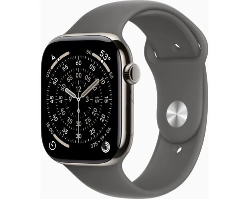 Смарт-годинник Apple Watch Series 11 GPS + Cellular 46mm Natural Titanium Case with Stone Grey Sport Band - M/L (MFCX4RK/A)