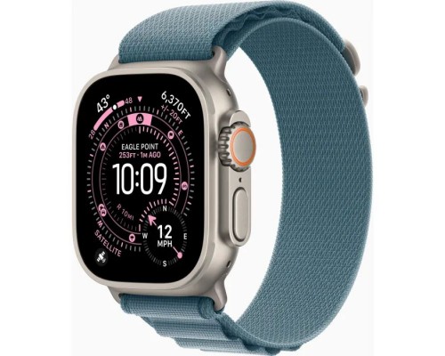 Смарт-годинник Apple Watch Ultra 3 GPS + Cellular 49mm Natural Titanium Case with Light Blue Alpine Loop - Medium (MEWM4QP/A)