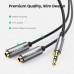 Кабель мультимедійний 3.5mm M to 2x3.5mm F 0.2m AV123 black Ugreen (10532)