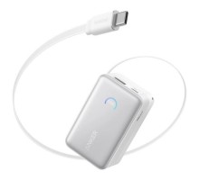 Батарея універсальна Anker 10000mAh Nano 45W, Built-In USB-C Cable, White (A1638H21)