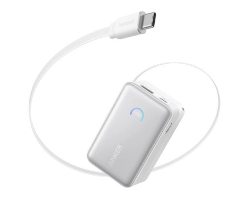 Батарея універсальна Anker 10000mAh Nano 45W, Built-In USB-C Cable, White (A1638H21)