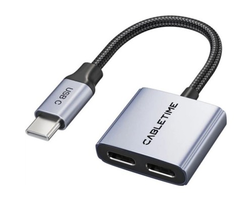 Перехідник USB-C M to USB-C F Audio + USB-C F PD60W Cabletime (CA915781)