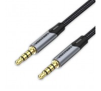 Кабель мультимедійний 3.5mm M to 3.5mm M 1.0m (4pin) gray Vention (BAQHF)