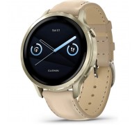 Смарт-годинник Garmin Venu 4 (41mm), Beige w/ Lunar Gold + Leather, GPS смарт-годинник (010-03013-03)