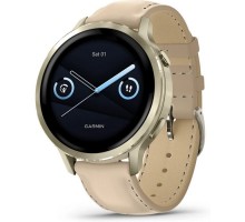 Смарт-годинник Garmin Venu 4 (41mm), Beige w/ Lunar Gold + Leather, GPS смарт-годинник (010-03013-03)